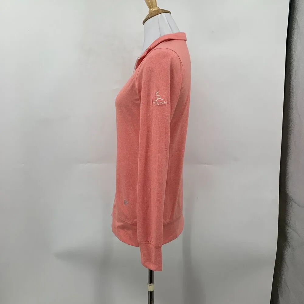 Straight Down Skye Sweater Women XS Salmon Pink Quarter Zip Pullover The Alisan